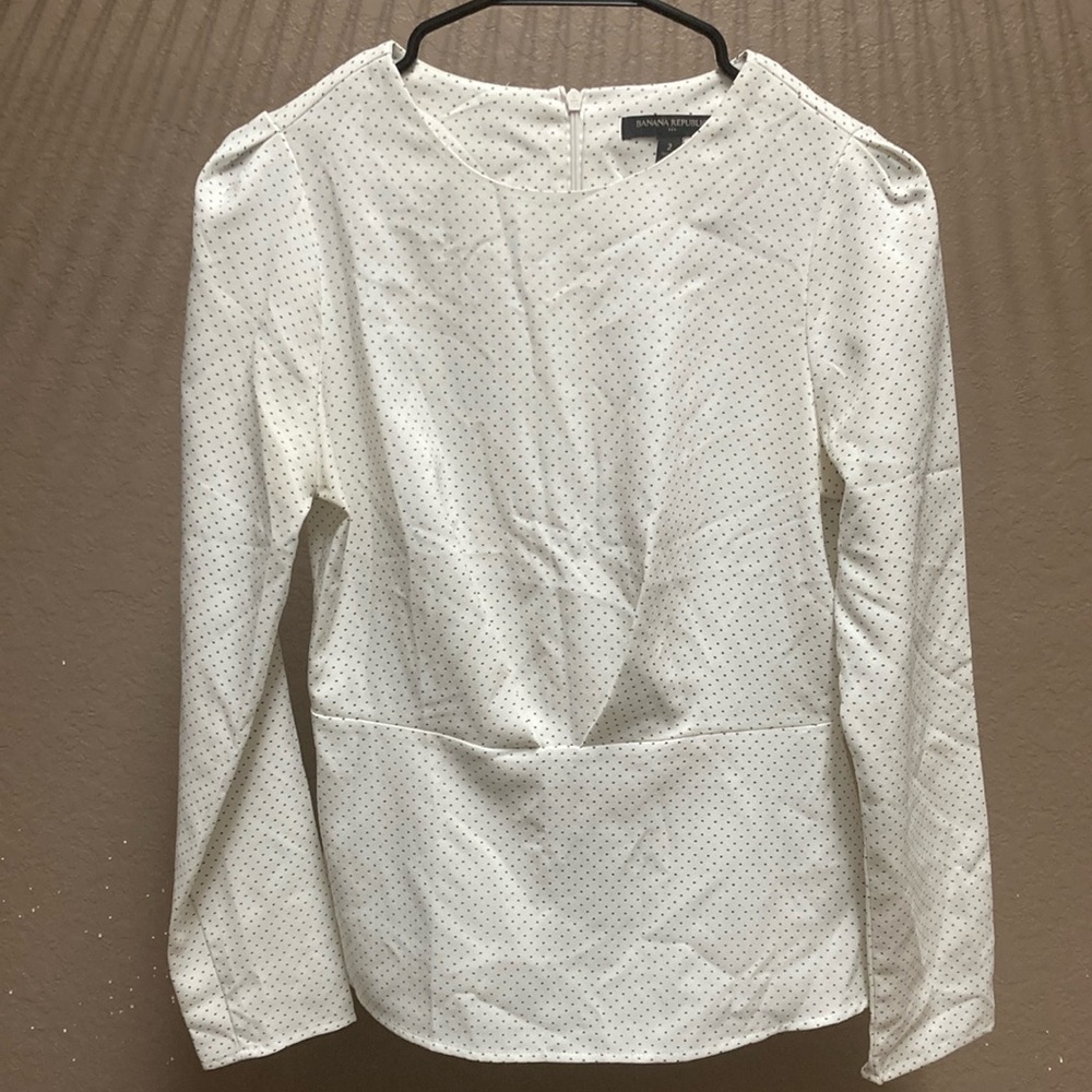 Banana Republic Elegant White Polka Dot Women's Top